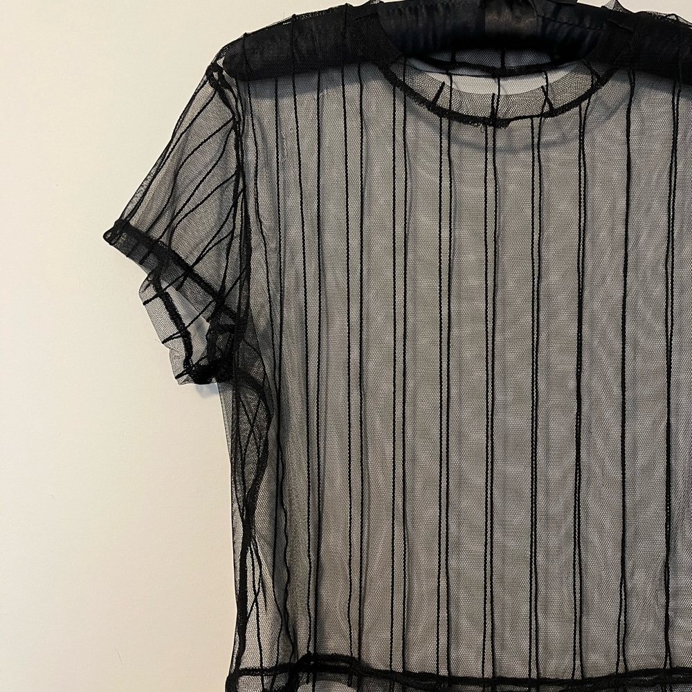 Sheer black crop top.
